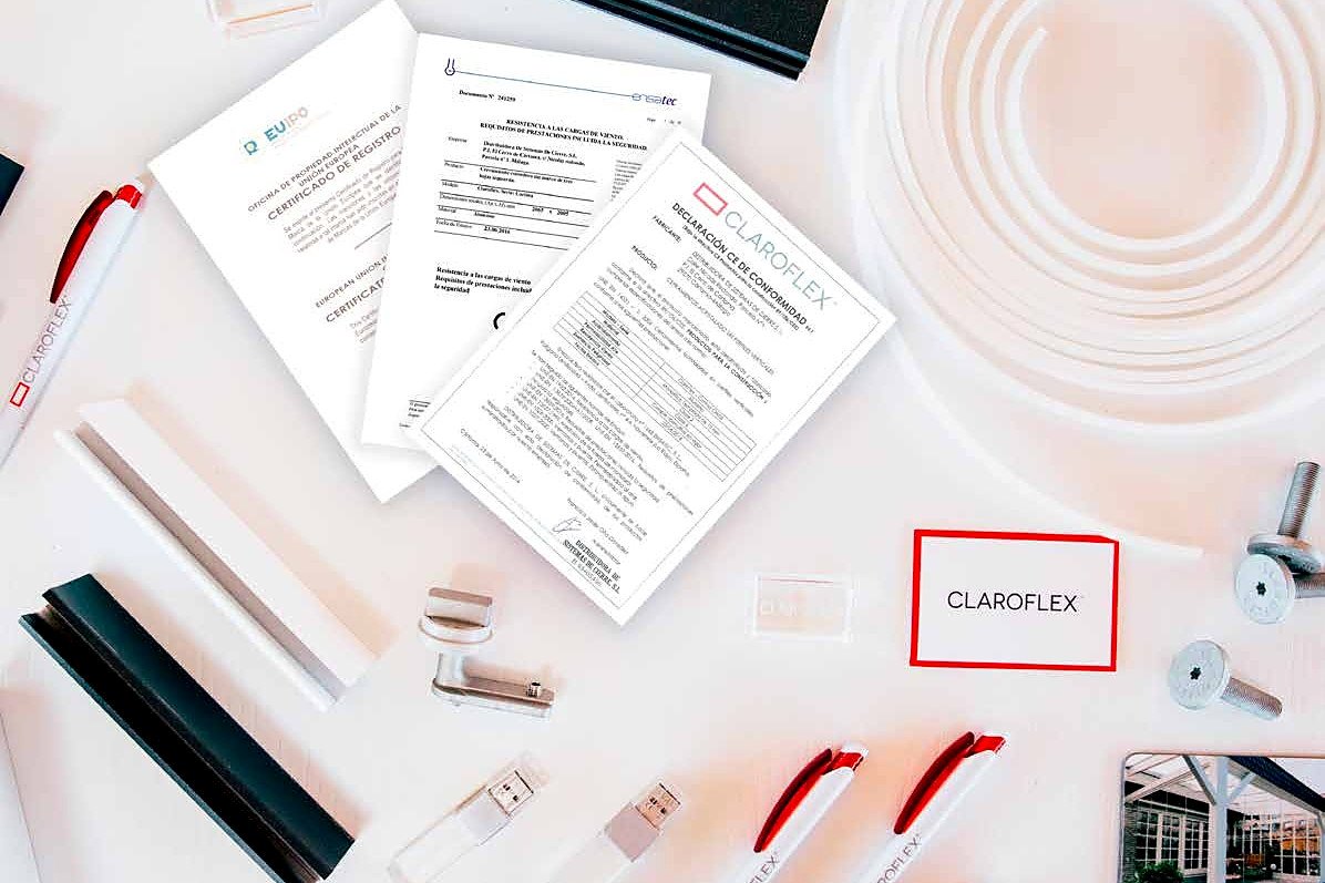 Certificações europeias e marca registrada CLAROFLEX